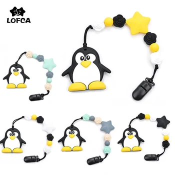 LOFCA Silikono Pingvinas Žindukas grandinės Kūdikių Teether Žaislai BPA Free Pakabukas Silikono Granulių Saugos Turėtojas Aksesuaras Slaugos Karoliai