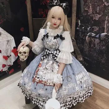Lolita Dress Gotikos Retro Dark Funeral Lolita Dress Jsk Suspender Harajuku Cool Mados Cosplay Moterų Berankovis Suknelė