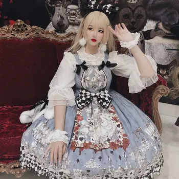 Lolita Dress Gotikos Retro Dark Funeral Lolita Dress Jsk Suspender Harajuku Cool Mados Cosplay Moterų Berankovis Suknelė