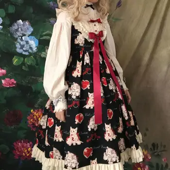 Lolita dress*noras cat* Lolita katė rankena JSK suspender suknelė
