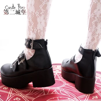 Lolita Girls Gothic Punk Stud Tamsiai Butas Platforma Batai Nauji storio apačioje retro bowknot moterų batai loli cosplay cos Lolita