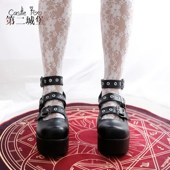 Lolita Girls Gothic Punk Stud Tamsiai Butas Platforma Batai Nauji storio apačioje retro bowknot moterų batai loli cosplay cos Lolita