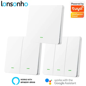Lonsonho Tuya WiFi Smart Switch ES 220V Su/ Ne Neutralus Stumti Mygtuką, Šviesos Jungikliai Multi Kontrolės Asociacijos Alexa 