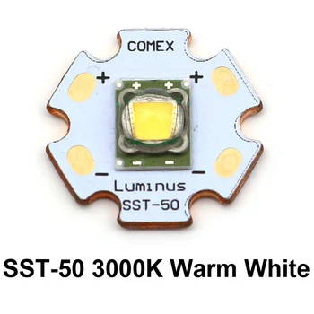 Luminus SST-50 LED Spinduolis 1300LM 10W 3000K šilta balta šviesos diodu (Led) lemputė diodas vario 20mm bazė + 1 Režimas SST50 vairuotojo plokštės