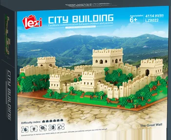 LZ8022 4114pcs+, Great Wall, Statyba Blokai Kinijos Garsaus Architektūros Micro Plytų 3D Modelį Diamond BrickToys Vaikams