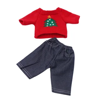 Lėlės drabužių raudona Kalėdų eglutė megztinis +juoda ziajać žaislas tinka priedai 18 colių Mergina lėlės ir 43 cm kūdikių lėlės c295