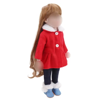 Lėlės drabužių raudonas vilnos paltas tiktų juodos kelnės žaislas tinka priedai 18 colių Mergina lėlės ir 43 cm kūdikių lėlės c730