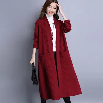 M-6XL 7XL Plius dydis moterų žiemos outwear ilgos Tranšėjos Paltai,Ukraina stiliaus mados derliaus ilgas Megztinis kailis juoda pilka raudona kailis