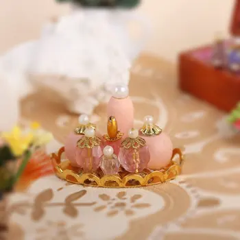 MACHO 1/12 Miniatiūriniai Lėlių Pink Kvepalų Buteliuko su Aukso Patiekalas