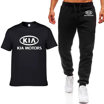 Mada Vasarą Vyrams T Shirts KIA Automobilių Logotipas Spausdinti HipHop Atsitiktinis Medvilnės trumpomis Rankovėmis aukštos kokybės, T-marškinėliai, kelnės, kostiumas Vyrų Drabužiai.