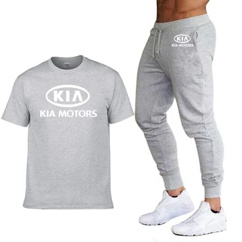 Mada Vasarą Vyrams T Shirts KIA Automobilių Logotipas Spausdinti HipHop Atsitiktinis Medvilnės trumpomis Rankovėmis aukštos kokybės, T-marškinėliai, kelnės, kostiumas Vyrų Drabužiai.
