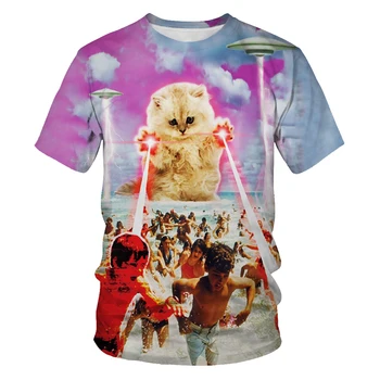 Mados 2020 marškinėliai vyrams mėnulis katė 3D spausdinimo mados vyrų ir moterų marškinėliai minkštos tekstūros atsitiktinis vyriški drabužiai