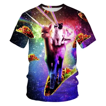 Mados 2020 marškinėliai vyrams mėnulis katė 3D spausdinimo mados vyrų ir moterų marškinėliai minkštos tekstūros atsitiktinis vyriški drabužiai