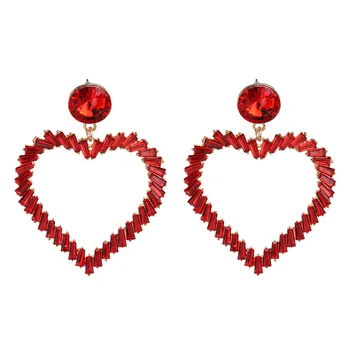 Mados Didelės Širdies Formos Dizainas ZA Auskarai Papuošalai Moterims, Raudona Stiklo Kristalų Auskarai Femme Geometrinis Pareiškimą Indijos Auskarai
