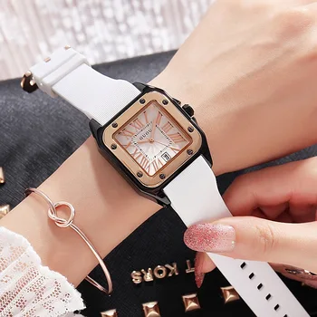 Mados GUOU Prekės ženklo Moterų Laikrodžiai Lady Prabangūs Laikrodžiai Guma Silicio Suknelė Žiūrėti Aikštėje Kvarco Suknelę Dovanų Studentų Laikrodžiai