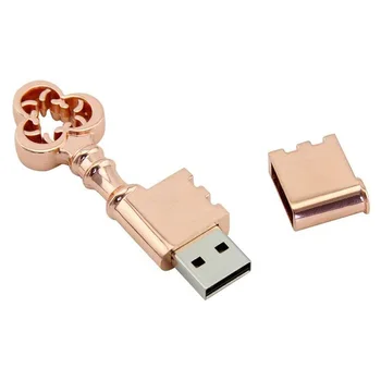 Mados Kietas Metalo 64GB USB 2.0 Flash Drive Rose Gold Rakto Formos Pen Ratai 