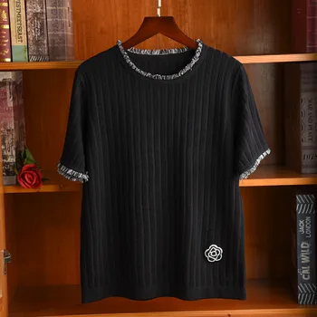 Mados Moterų elegantiškų Megztinių, marškinėlių Aukštos kokybės tassles moterims megztiniai Tee viršūnes C193
