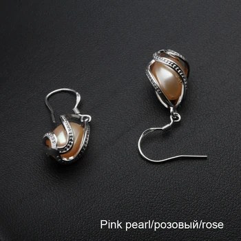 Mados Narvuose Pearl drop auskarai Moterims madinga klasika 925 Sterlingas Sidabro Žavinga Gėlavandenių Perlų auskarai papuošalai