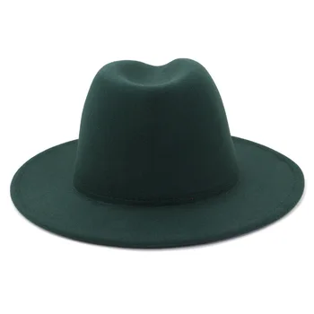 Mados Rudenį 2020 M. Žiemos Platus kraštų Tamsiai Žalia fedora Kepurės Moterims, Vyrams, Panama Džiazo Bžūp Trilby Manė, derliaus kepurės Didmeninė