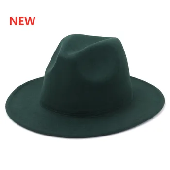 Mados Rudenį 2020 M. Žiemos Platus kraštų Tamsiai Žalia fedora Kepurės Moterims, Vyrams, Panama Džiazo Bžūp Trilby Manė, derliaus kepurės Didmeninė