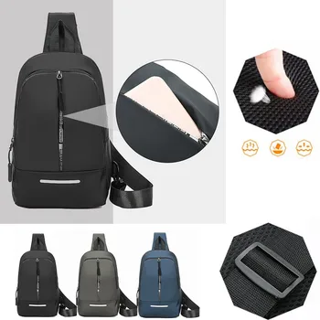 Mados USB Įkrovimo Atsitiktinis Vyrų Krūtinės Pack Oksfordo Vandeniui Lauko Crossbody Krepšiai Vyrams Kelionės Kryžius Body Bag Chestbags