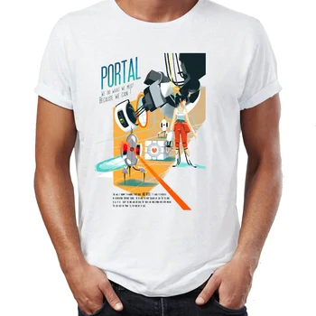 Mados vyriški t-shirt Portalas Glados Ir Chell Žaidimų Žaidėjas Iliustracijų Nuostabus Marškinėlius Unisex Tees Viršūnes Harajuku Streetwear