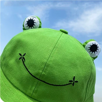 Mados žalia varlė kibirą skrybėlę vasarą, rudenį mergina medvilnės panamos skrybėlė lauko pėsčiųjų baseino paplūdimio skrybėlę žvejybos hat vyrų saulės, skrybėlę, Bob