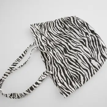 Mados Žiemos Zebras, Leopardas Modelis Susiuvimo Didelės Talpos Pečių Maišą Paprastas Didelis Nešti Pirkinių Krepšys moteris 2020 m.