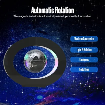 Magnetic Levitation Plūduriuojantis Pasaulyje su Spalvotais LED Žibintai, Stabdžių Svorio Magnetic Levitation Sukasi Pasaulio Žemėlapyje Namų Puošybai