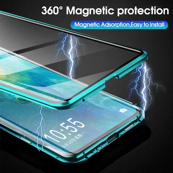 Magnetinės Metalo Case For Samsung Galaxy S20 Ultra S10 S8 S9 Plus Double Side Stiklo Atveju A51 A71 A50 A70 Pastaba 20 10 8 9 Pro