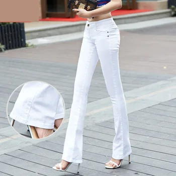 Mama plius dydis flare džinsai moteris gatvės mados Stretch vintage kelnės seksuali maža u bell bottom džinsai slim džinsinio audinio Kelnės