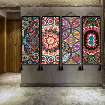Mandala sienos kabo dekoro nuotraukos, Pagalvėlė gobelenas Bohemijos dekoracija namuose Fono medžiaga