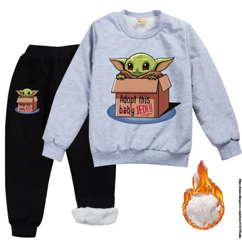 Mandalorian Kūdikių Yoda berniukas aksomo hoodie + kelnės drabužių rinkinys kūdikiams susagstomi megztiniai jersey navidad vaikiška mergaitė kalėdų vaikams drabužių