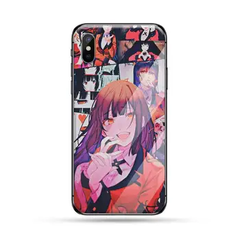Manga Kakegurui Jabami Yumeko Minkšta Guma, Telefonas, Padengti Grūdinto stiklo iphone 6 6S 7 8 plus X XS XR 11 PRO MAX