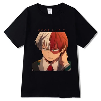 Mano Herojus Akademinės Bendruomenės T-Shirt Vyrai Medvilnės Marškinėliai Anime Todoroki Shoto Drabužius Anime Negabaritinių Tees Vyrų Marškinėlius Viršūnes Tees