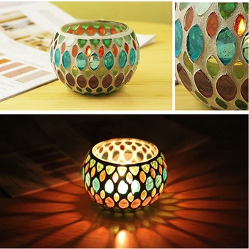 Maroko Mozaika, Stiklo, Žvakių Laikiklis Romantiška Vakarienė Žvakių Šviesoje Žvakidė Namų Stalo Apdailos