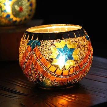 Maroko Stiliaus Žvakių Laikiklis Rankų Darbo Mozaika, Romantiška Vakarienė Žvakių Šviesoje Vestuves Žvakė, Lempa, Namų Puošybai Šviestuvai