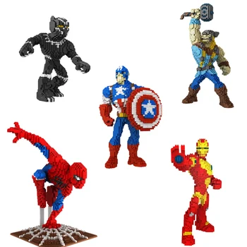 Marvel Super Heroes Blokai Diamond Black Panther Veiksmų Skaičiai Thor Geležinis Žmogus Mini bloko Žaislai Vaikams 30cm Aukštos Plytos