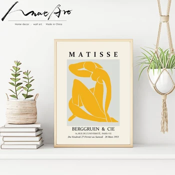 Matisse meno plakatas Minimalistinio modernaus drobės menininkas namų puošybai Nuogas abstrakčiosios tapybos sienos nuotraukas, už kambarį