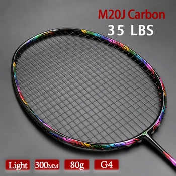 Max Įtampa 35LBS G4 Suverti Badmintono Rakečių Visas Anglies Pluošto Profesinio Mokymo Raketės Ultralight 4U 80g Greičio Sporto Krepšys