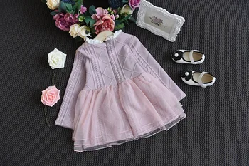 Mažmeninės prekybos pavasario medvilnės mielas vaikams baby girl dress suknelė vaikams drabužių kamuolys suknelė 2 spalva 2-6T