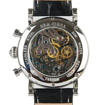 Mechaninė Chronograph Watch vyrų laikrodis Žuvėdra ST1908 Judėjimo Aukso, Nerūdijančio Plieno, Safyro Mėnulio Fazės Rankiniai Laikrodžiai vyrai