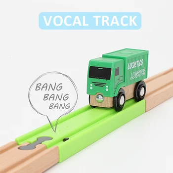 Mediniai Elektrinių Traukinių Geležinkelių Automobiliu Nustatyti Magnetinio Automobilių Dėlionės Blokai Sumontuotos kelių Medinių Geležinkelio Žaislas Vaikų Dienos Dovanų