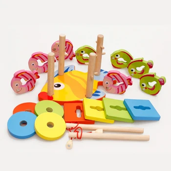 Mediniai Matematikos Žaislai Montessori Švietimo Žaislai Vaikams Žvejybos Žaidimai, Nustatyti Geometrijos Stacker Rūšiavimo Kūdikių Ankstyvojo Mokymosi Žaislas 2018
