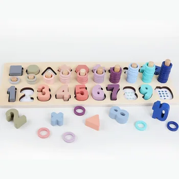 Mediniai Montessori Žaislai Ikimokyklinio Skaičius Geometrinės Formos Pažinimo Rungtynės Kūdikių Ankstyvojo Ugdymo Mokymo Priemonių Matematika Žaislai