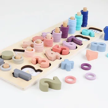 Mediniai Montessori Žaislai Ikimokyklinio Skaičius Geometrinės Formos Pažinimo Rungtynės Kūdikių Ankstyvojo Ugdymo Mokymo Priemonių Matematika Žaislai