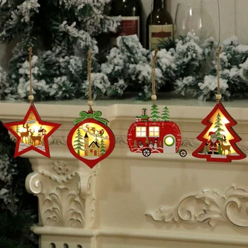 Medinės Spalvos Šviesą skleidžiančių Mažas Pakabukas/Kalėdų Mediniai Švyti Pakabukas/Namų Dekoras/ 