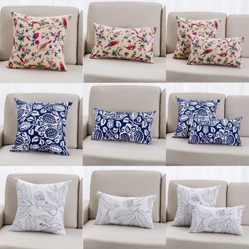 Medvilnės drobės tropinių augalų sofos pagalvėlė padengti 30x50/45x45/50x50cm home hotel office gėlių, dekoratyvinių mesti pagalvės užvalkalą