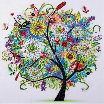 Meian-kryželiu rinkinys su specialios formos siuvinėjimo medis su meno gėlės dotz (5d, naujovė