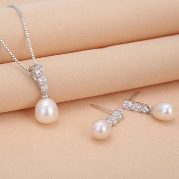[MeiBaPJ] Natūralių gėlavandenių perlų mados papuošalų rinkiniai su S925 sidabro pakabukas ir auskarai bauda vestuvių papuošalai moterims